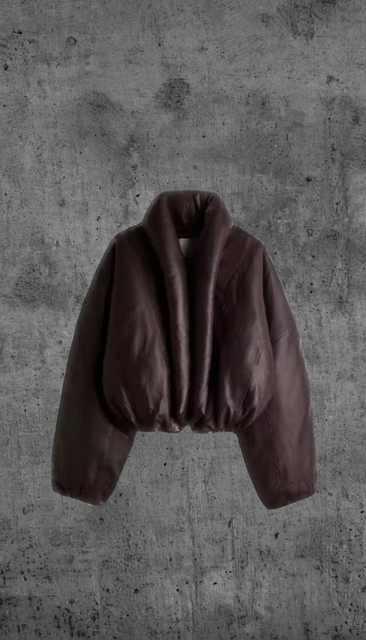 Brown Leather Puffer