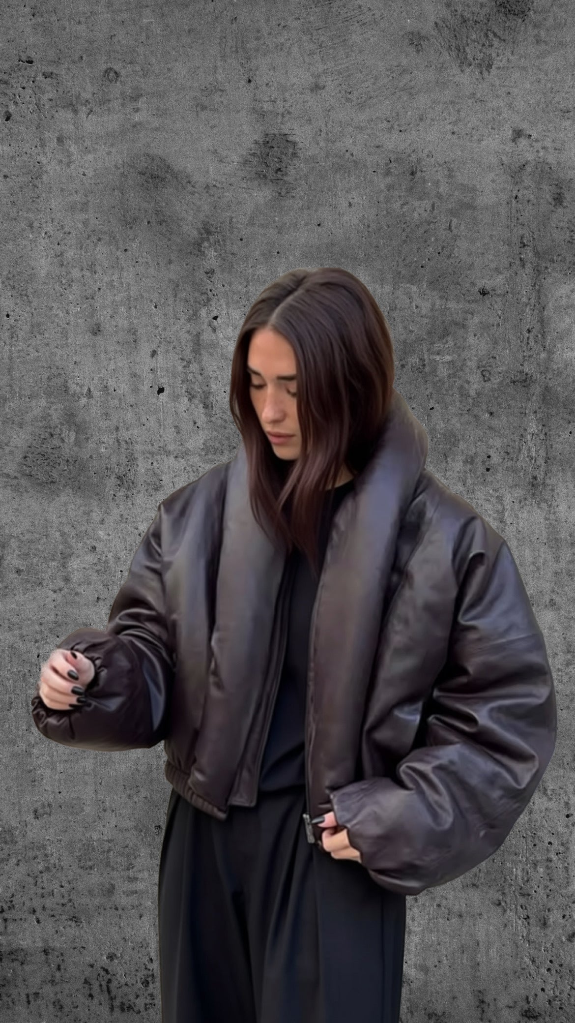 Brown Leather Puffer